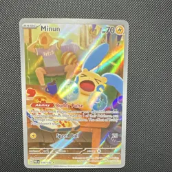 Pokemon Minun Illustration Rare Holo SV04 Paradox Rift Basic 70HP 194/182 - Image 1