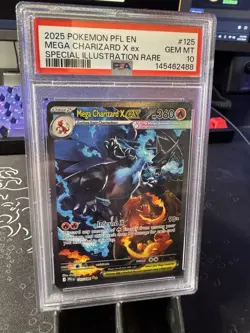 2025 Pokemon PFL EN Mega Charizard x Ex Special Illustration Rare PSA 10 GEM MT - Image 1