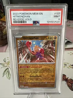 2023 Pokemon Mew En Hitmonchan Reverse Holo #107 PSA 9 - Image 1