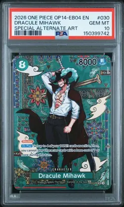 2026 ONE PIECE OP14-EB04 EN #030 DRACULE MIHAWK SPECIAL ALTERNATE PSA 10 (Q742 - Image 1