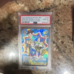 Weiss Schwarz 2022 Toy Story Woody & Buzz Gold Stamp Holo T04 PSA 10 - Image 1