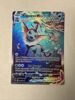 Pokemon TCG Vaporeon VMAX Promo Full Art Rapid Strike Holo SWSH182 English - Image 1