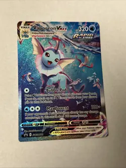 Pokemon TCG Vaporeon VMAX Promo Full Art Rapid Strike Holo SWSH182 English - Image 2