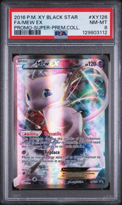 2016 POKEMON XY BLACK STAR PROMO SUPER-PREM COLL #XY126 FULL ART/MEW EX PSA 8 - Image 1