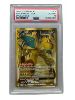 Pokemon 2016 Evolutions Dragonite EX Full Art Holo Ultra Rare #106 PSA 10 - Image 1