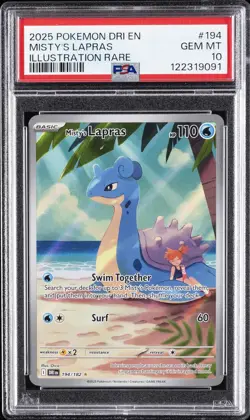 2025 POKEMON DRI EN-DESTINED RIVALS ILLUSTRATION RARE #194 MISTY'S LAPRAS PSA 10 - Image 1