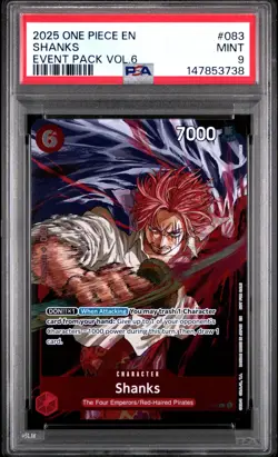 Shanks (Event Pack Vol. 6) P-083 One Piece Promotion Cards PSA 9 POP 3 - Image 1