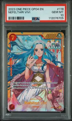 2023 ONE PIECE OP04-KINGDOMS OF INTRIGUE NEFELTARI VIVI 118 SECRET RARE PSA 10 - Image 1
