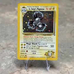 🔥 Lt. Surge's Magneton 8/132 Holo Rare HP 🌀 SWIRL | Gym Heroes Pokemon Card - Image 1