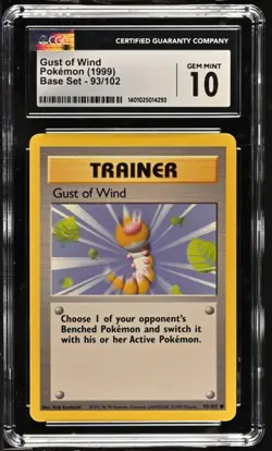CGC 10 - 1999 Base Set 93/102 Gust of Wind Pokemon Card - Image 1