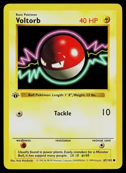 Pokemon Card - Voltorb Base Set (Shadowless) 67/102 Common 1st Edition - Image 1