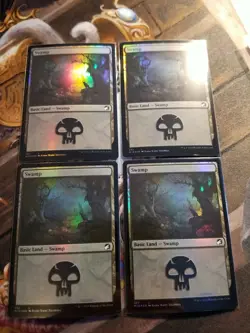 Swamp 382 Foil X4 MTG Midnight Hunt - Pack Fresh - - Image 1