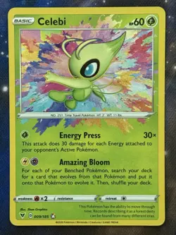 Pokemon TCG Celebi 009/185 Amazing Rare SWSH Vivid Voltage Holo NM - Image 1