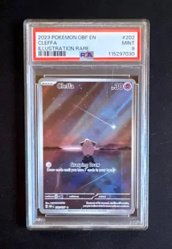 Pokemon Cleffa SV03 Obsidian Flames 202/197 30 HP Illustration Rare Holo PSA 9 - Image 1