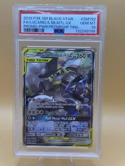 2019 Pokemon SM Black Star FA/ Lucario & Mlmtl GX Promo PSA 10 #SM192 - Image 1