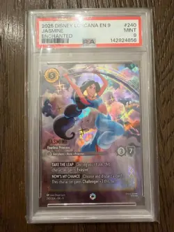 2025 DISNEY LORCANA EN 9-FABLED ENCHANTED #240 JASMINE FEARLESS PRINCESS PSA 9 - Image 1