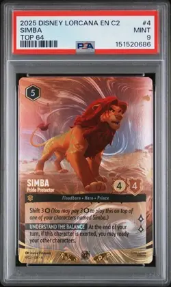 DISNEY LORCANA SIMBA PRIDE PROTECTOR EN C2 CHALLENGE PROMO TOP 64 PSA 9 - Image 1