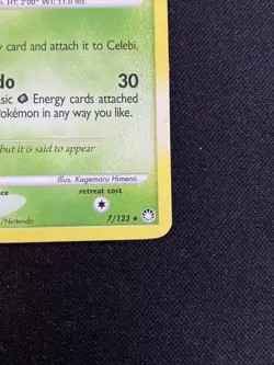 Celebi 7/123 Holo Rare Pokemon Card Mysterious Treasures TCG - Image 5