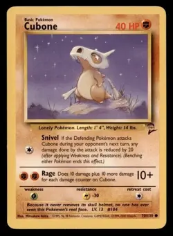 2X Pokemon Card Cubone (Base Set 2) 70/130 LIGHTLY PLAYED Non-Holo Common TCG!!! - Image 1