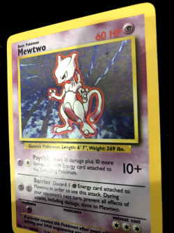 Mewtwo 10/102 Holo Rare Base Set WOTC Pokemon Card - LP/MP - Image 3