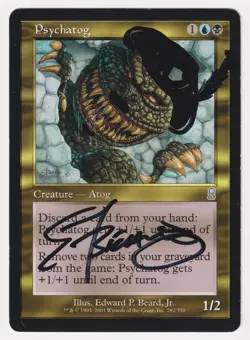 Signed Altered Sketch Psychatog HP Odyssey Artist Edward P. Beard, Jr. MTG Magic - Image 1