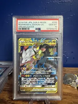 2019 POKEMON SUN & MOON COSMIC ECLIPSE #157 RESHIRAM & ZEKROM GX PSA 10 - Image 1