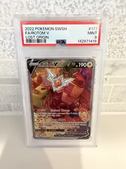2022 POKEMON SWORD & SHIELD LOST ORIGIN #177 FULL ART/ROTOM V PSA 9 - Image 1