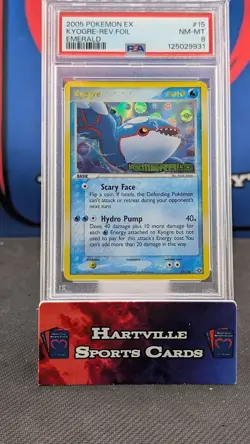 2005 POKEMON EX EMERALD 15/106 KYOGRE REVERSE FOIL PSA 8 - Image 1