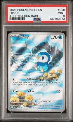 2025 POKEMON PFL EN-PHANTASMAL FLAMES ILLUSTRATION RARE #098 PIPLUP PSA 9 - Image 1