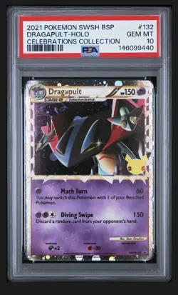 2021 POKEMON SWSH BLACK STAR PROMO CELEBRATIONS COLL #132 DRAGAPULT-HOLO PSA 10 - Image 1
