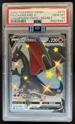 2020 Pokemon SWSH Champion's Path Charizard V Holo Full Art #079/073 PSA 10 - Image 1