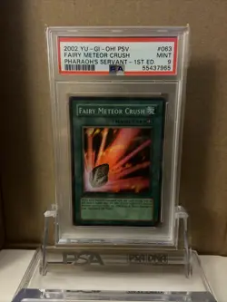 2002 Yugioh Fairy Meteor Crush PSV-063 1st Edition Super Rare PSA 9 Mint - Image 1
