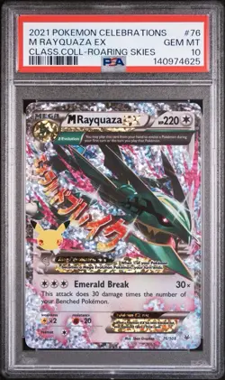 M Rayquaza EX #76 Pokemon Celebrations Classic Collection Roaring Skies PSA 10 - Image 1