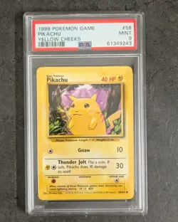 PSA 9 MINT 1999 BASE SET POKEMON PIKACHU YELLOW CHEEKS 58/102 #58 GRADED - Image 1