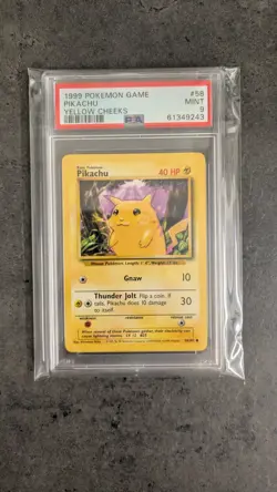 PSA 9 MINT 1999 BASE SET POKEMON PIKACHU YELLOW CHEEKS 58/102 #58 GRADED - Image 3