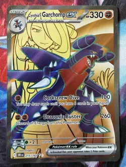 Cynthia’s Garchomp EX 215/182 Destined Rivals Ultra Rare Full Art Pokemon TCG NM - Image 1