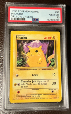 ⚡1999 Pokemon Base Set Pikachu Yellow Cheeks PSA 10 Gem Mint WOTC ⚡ - Image 1