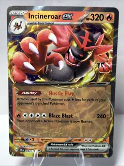 Incineroar ex 034/162 SV05: Temporal Forces Holo Double Rare NM Pokemon TCG - Image 1