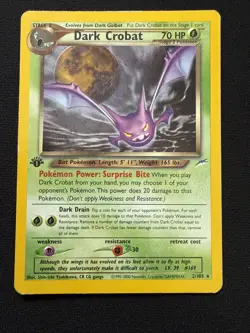 DARK CROBAT RARE 1st FIRST EDITION POKEMON 2/105 HOLO CARD NEO DESTINY MP - Image 2