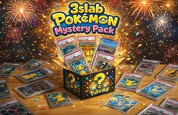 Pokemon Mystery Box Includes 3 PSA Or, CGC Graded Slabs+10 Random Cards+1 holo - Image 1