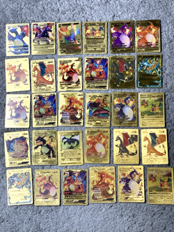 Set of 330 Charizard,Charmander,Pikachu,Mewtwo,More Gold Foil Fan Art Card MP-LP - Image 2
