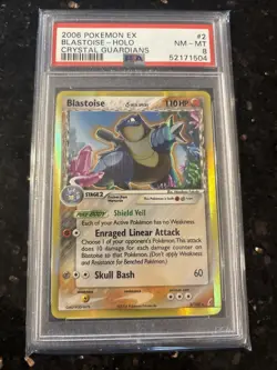 Pokemon Blastoise Holo Rare Delta Species Crystal Guardians 2/100 —PSA 8– CLEAN! - Image 1