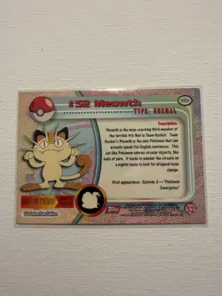 Meowth #52- Pokemon Topps TV Animation Card (Red Label) - Image 2