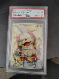 2024 POKEMON TWM EN-TWILIGHT MASQUERADE #181 HISUIAN GROWLITHE PSA 10 - Image 1