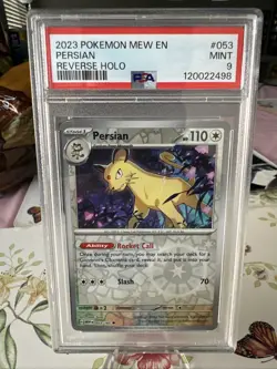 PSA 9 POKEMON 2023 PERSIAN REVERSE HOLO MEW EN-151 #053 - Image 1