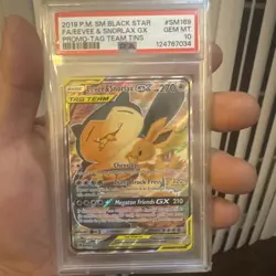 2019 Pokemon Eevee & Snorlax GX SM169 Tag Team Alternate Alt Art Promo PSA 10 - Image 1