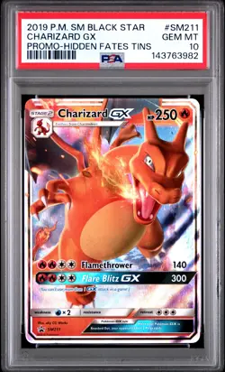 2019 POKEMON SM BLACK STAR PROMO HIDDEN FATES TINS #SM211 CHARIZARD GX PSA 10 - Image 1