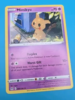 Pokemon TCG Mimikyu Sword & Shield - Lost Origin 080/196 Regular Rare NM - Image 1