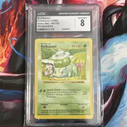 Pokemon Bulbasaur 44/102 WOTC Base Set Shadowless - CGC 8 - Image 1