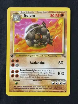 Pokemon Golem 36/62 Base Set 1st Edition Regular Rare 80HP Portuguese - Image 1
